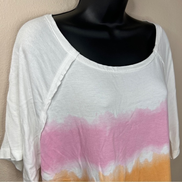 Small Live Well White Colorblock Ombré Tie Dye Short Sleeve Shirt Oversized - Picture 4 of 10